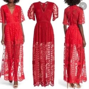 Socialite Red Lace Romper XL